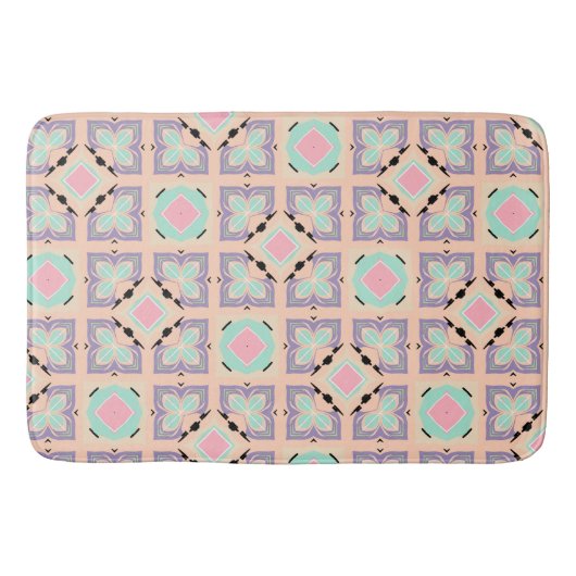 Pastel Geometric Tile Pattern | Pink Mint Purple  Badematte (Vorderseite)