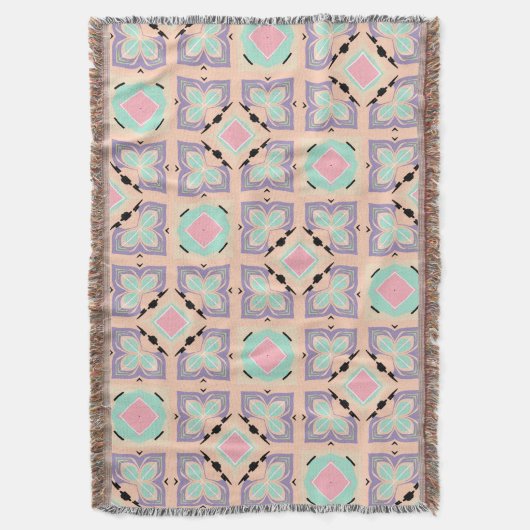 Pastel Geometric Tile Pattern | Pink Mint Purple  Decke (Vorderseite Vertikal)