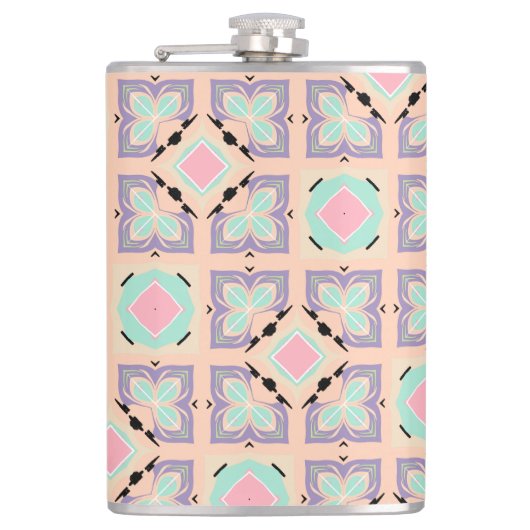 Pastel Geometric Tile Pattern | Pink Mint Purple  Flachmann (Vorderseite)