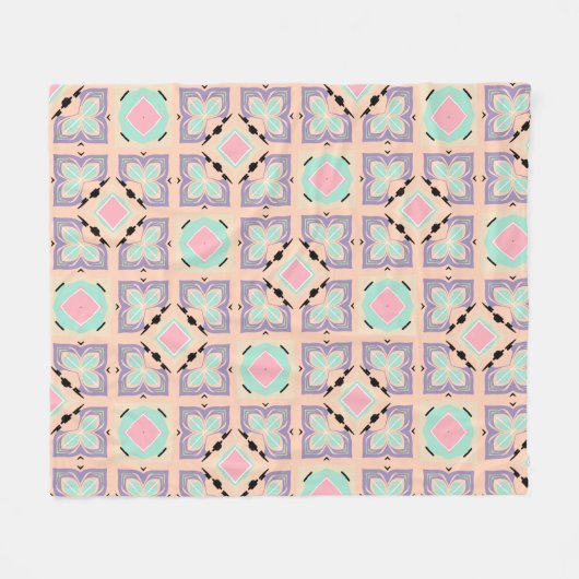 Pastel Geometric Tile Pattern | Pink Mint Purple  Fleecedecke (Vorderseite (Horizontal))