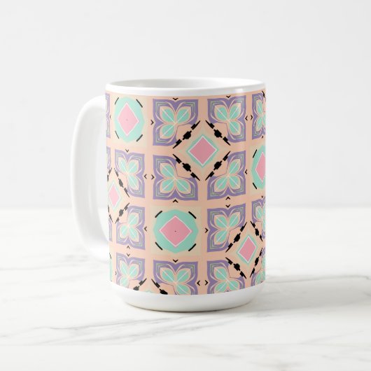 Pastel Geometric Tile Pattern | Pink Mint Purple  Kaffeetasse (Vorderseite Links)