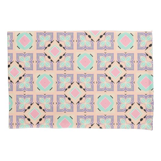 Pastel Geometric Tile Pattern | Pink Mint Purple  Kissenbezug (Vorderseite)