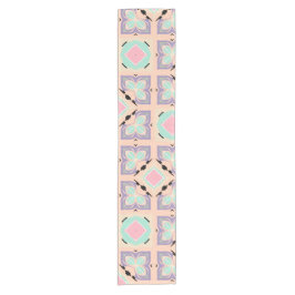 Pastel Geometric Tile Pattern | Pink Mint Purple Kurzer Tischläufer