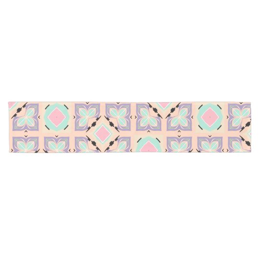Pastel Geometric Tile Pattern | Pink Mint Purple  Kurzer Tischläufer (Horizontal)