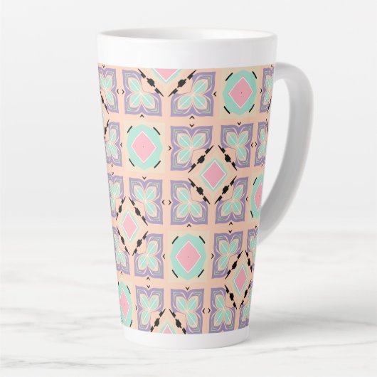 Pastel Geometric Tile Pattern | Pink Mint Purple  Milchtasse (Rechte Ecke)