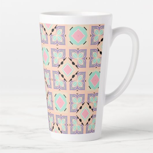Pastel Geometric Tile Pattern | Pink Mint Purple  Milchtasse (Rechts)