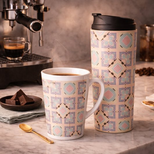 Pastel Geometric Tile Pattern | Pink Mint Purple  Milchtasse