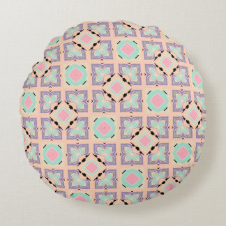 Pastel Geometric Tile Pattern | Pink Mint Purple  Rundes Kissen