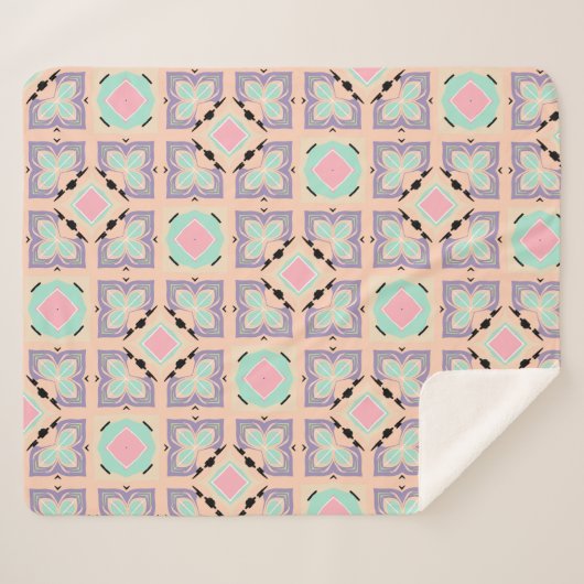 Pastel Geometric Tile Pattern | Pink Mint Purple Sherpadecke (Vorderseite (Horizontal))