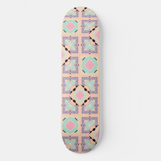 Pastel Geometric Tile Pattern | Pink Mint Purple  Skateboard (Vorderseite)