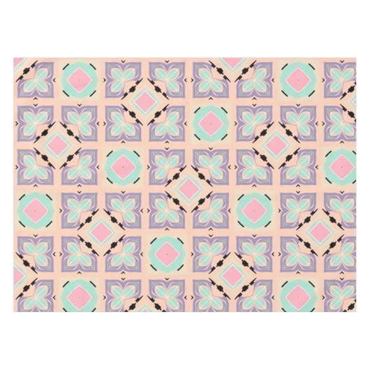 Pastel Geometric Tile Pattern | Pink Mint Purple  Tischdecke (Vorderseite (Horizontal))