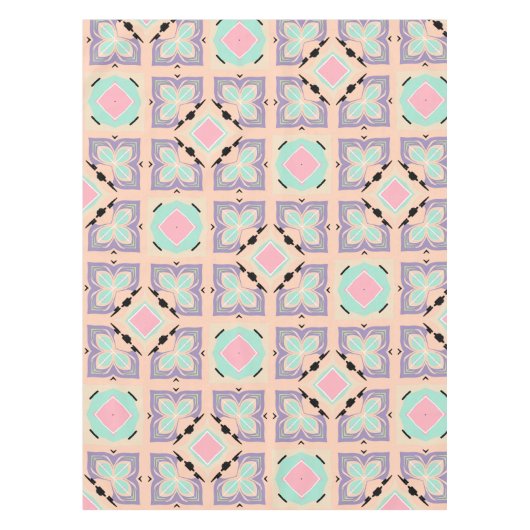 Pastel Geometric Tile Pattern | Pink Mint Purple  Tischdecke (Vorderseite)