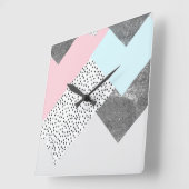 Pastel Geomtric Marmor gepunktetes Design Quadratische Wanduhr (Winkel)