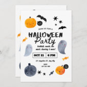 Pastel Ghost Halloween Invitation for Toddlers   Einladung (Vorne/Hinten)