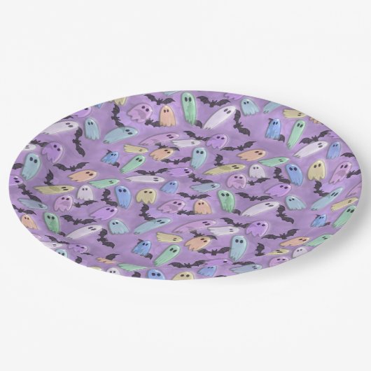 Pastel Ghost Party Pappteller (Schrägansicht)