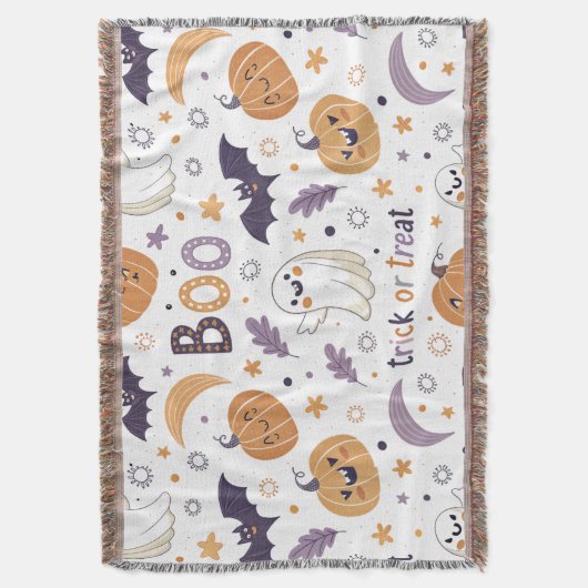 Pastel Ghost & Pumpkin Throw Blanket Decke (Vorderseite Vertikal)