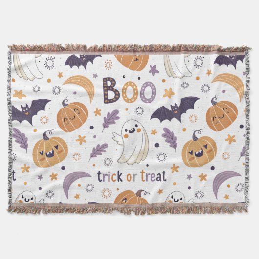Pastel Ghost & Pumpkin Throw Blanket Decke (Vorderseite)