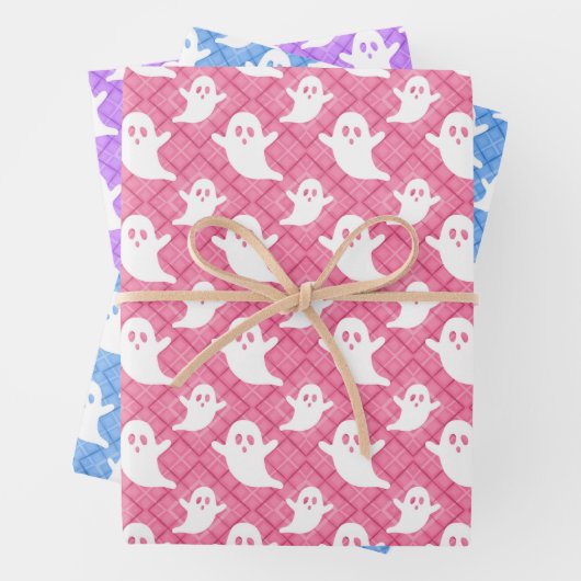 Pastel Ghosts Halloween Wrapping Paper Set 3 Geschenkpapier Set (Beispiel)