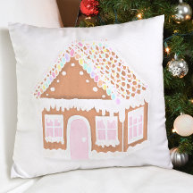Pastel Gingerbread House Christmas Throw Kissen