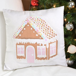 Pastel Gingerbread House Christmas Throw Kissen