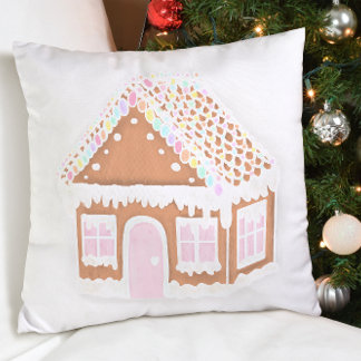 Pastel Gingerbread House Christmas Throw Kissen