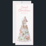 Pastel Gingerbread Sugar Castel Cake Feiertagskarte<br><div class="desc">Dieses Design der Weihnachtskarte besticht durch eine trendige Pastell-Lebkuchenschloss aus 4 Schichten Kochhäusern. Sie können mit Ihrem Namen personalisieren. Die Farben sind hellrosa,  hellblau,  hellgrün und bräunlich auf einem hellen,  weißen Hintergrund.</div>