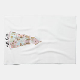 Pastel Gingerbread Sugar Castel Cake Geschirrtuch