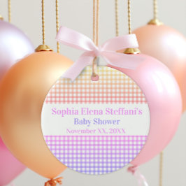 Pastel Gingham Baby Shower Girls Kindergeburtstag Keramik Ornament