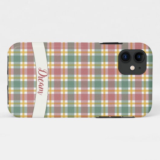 Pastel Gingham Gewebe iPhone Case (Rückseite (Horizontal))