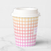 Pastel Gingham Gradient Geburtstag individuell anp Pappbecher (Rechts)