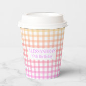 Pastel Gingham Gradient Geburtstag individuell anp Pappbecher (Vorderseite)