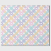 Pastel Gingham Hearts Geschenkpapier (Flach)