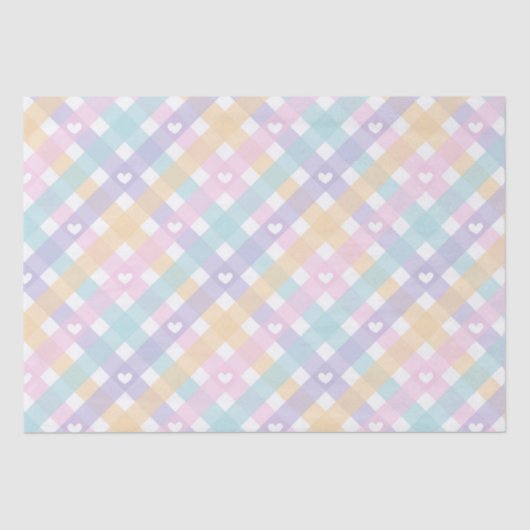 Pastel Gingham Hearts Seidenpapier (Vorderseite)