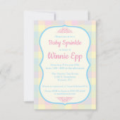 Pastel Gingham Kariert, Pink, Blue Baby Sprinkle Einladung (Vorderseite)