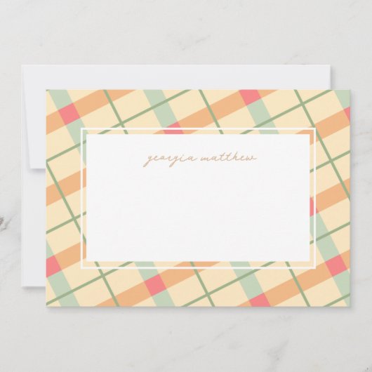 Pastel Gingham Karierte Personalisierte Note Card Einladung (Vorderseite)