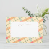 Pastel Gingham Karierte Personalisierte Note Card Einladung (Stehend Vorderseite)