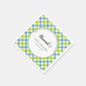 Pastel Gingham Napkins Baby Dusche Blue Green Serviette (Ecke)