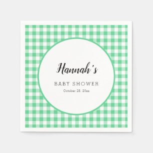 Pastel Gingham Napkins Baby Dusche Green Serviette
