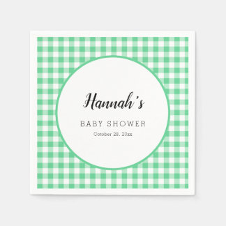 Pastel Gingham Napkins Baby Dusche Green Serviette