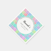 Pastel Gingham Napkins Baby Shower Blocks Serviette (Ecke)