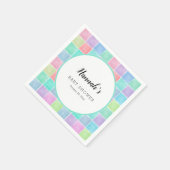 Pastel Gingham Napkins Baby Shower Blocks Serviette (Ecke)