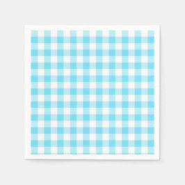 Pastel Gingham Napkins Blue Serviette