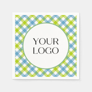 Pastel Gingham Napkins Ihr Logo hier blau grün Serviette