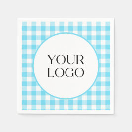 Pastel Gingham Napkins Ihr Logo hier blau Serviette