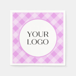 Pastel Gingham Napkins Ihr Logo hier Lila Serviette