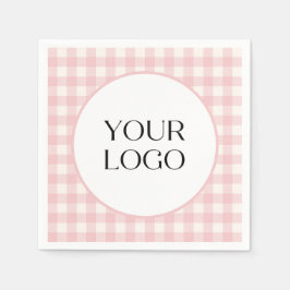 Pastel Gingham Napkins Ihr Logo hier Serviette