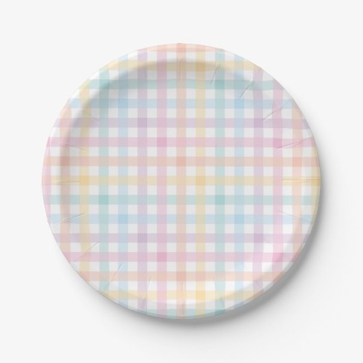 Pastel Gingham Paper Plate Pappteller (Vorderseite)