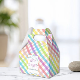 Pastel Gingham Rainbow Baby Shower Geschenkschachtel