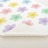 Pastel Gingham Smiling Flowers Cute Blanket Sherpadecke (3/4)