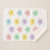 Pastel Gingham Smiling Flowers Cute Blanket Sherpadecke (Vorderseite (Horizontal))